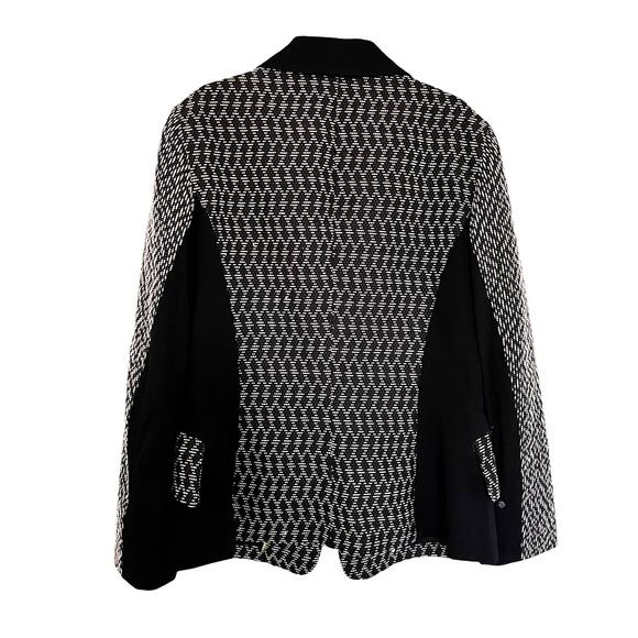 Yoana Baraschi Black White Geometric Pattern One Button Blazer Jacket Size 10 - Picture 4 of 9